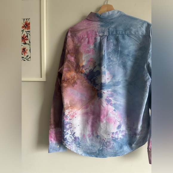 Everlane hand dyed button down shirt 40 inch bust tie dye - Picture 9 of 15